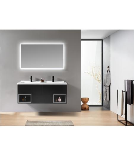 MEUBLE SALLE DE BAIN DOUBLE VASQUE- LAINI +MIROIR LED BLANC