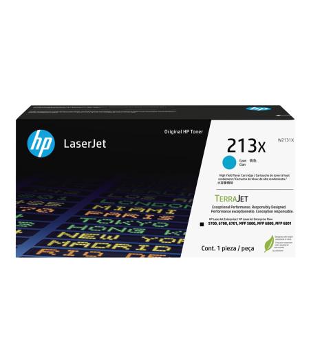 CARTOUCHE TONER HP 213X W2131X CYAN 6000 PAGES LASERJET