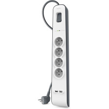 MULTIPRISE PARAFOUDRE BELKIN 4 PRISES 16A 2P T 2 USB INTERRUPTEUR 2M GRIS