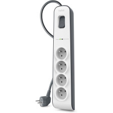 MULTIPRISE PARAFOUDRE DEBFLEX 4 PRISES 16A 2P T INTERRUPTEUR 2M GRIS