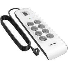 MULTIPRISE PARAFOUDRE BELKIN 8 PRISES 2P T 2 USB INTERRUPTEUR GRIS